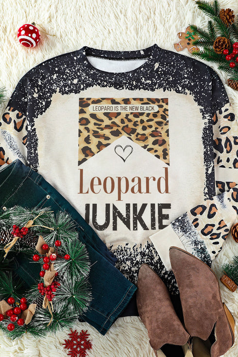 Black Leopard Junkie Crew Neck Sweatshirt